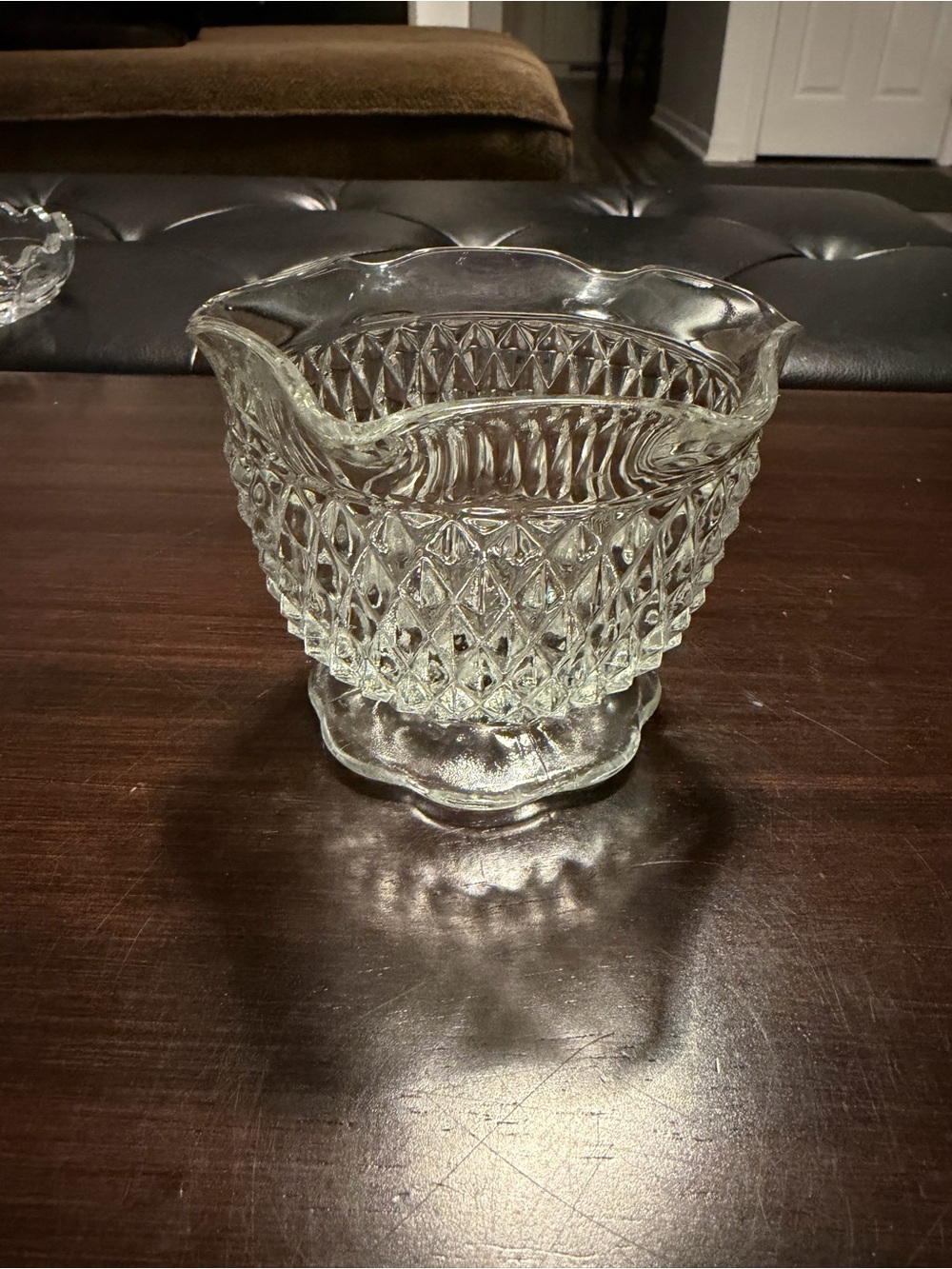 Anchor Hocking Clear Pressed Glass Diamond-Pattern, works for Fairy Lamp bottom